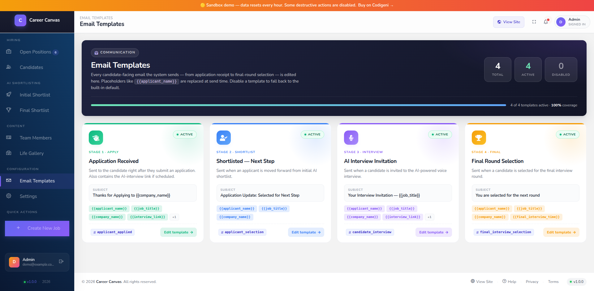 Candidate Email Templates