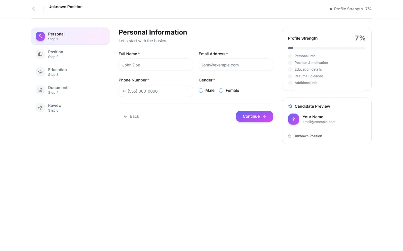 Career Canvas — React 18 SPA Frontend, screen 2