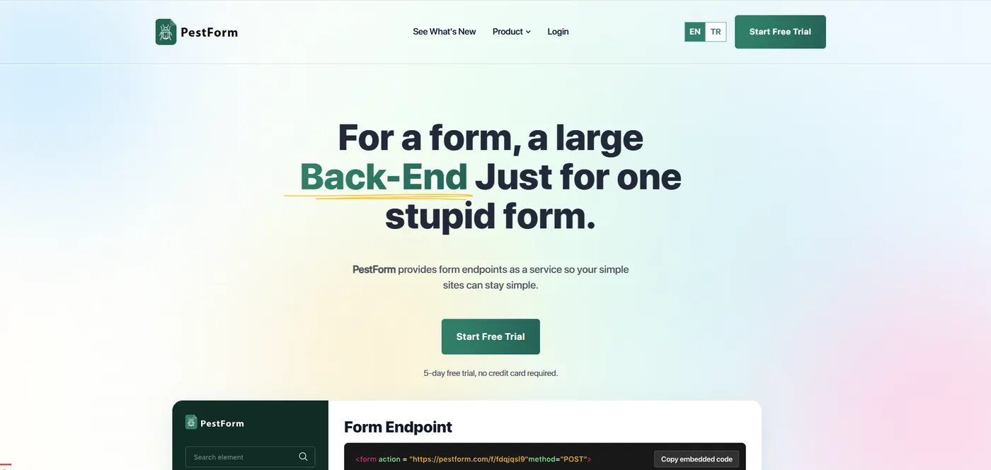 PestForm — Form-Backend SaaS (Form Endpoints as a Service)