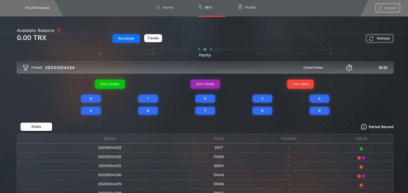 PilloFun — TRX Color-Gaming & Referral Platform