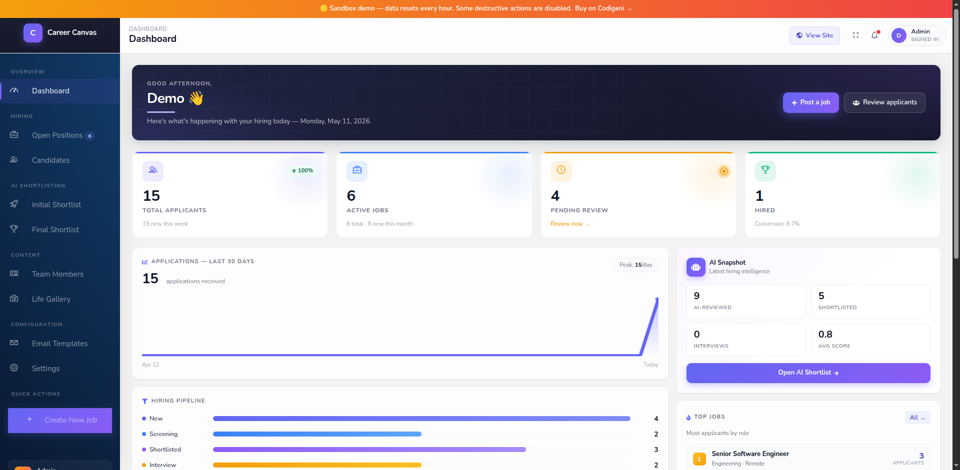 Smart Career Portal screen