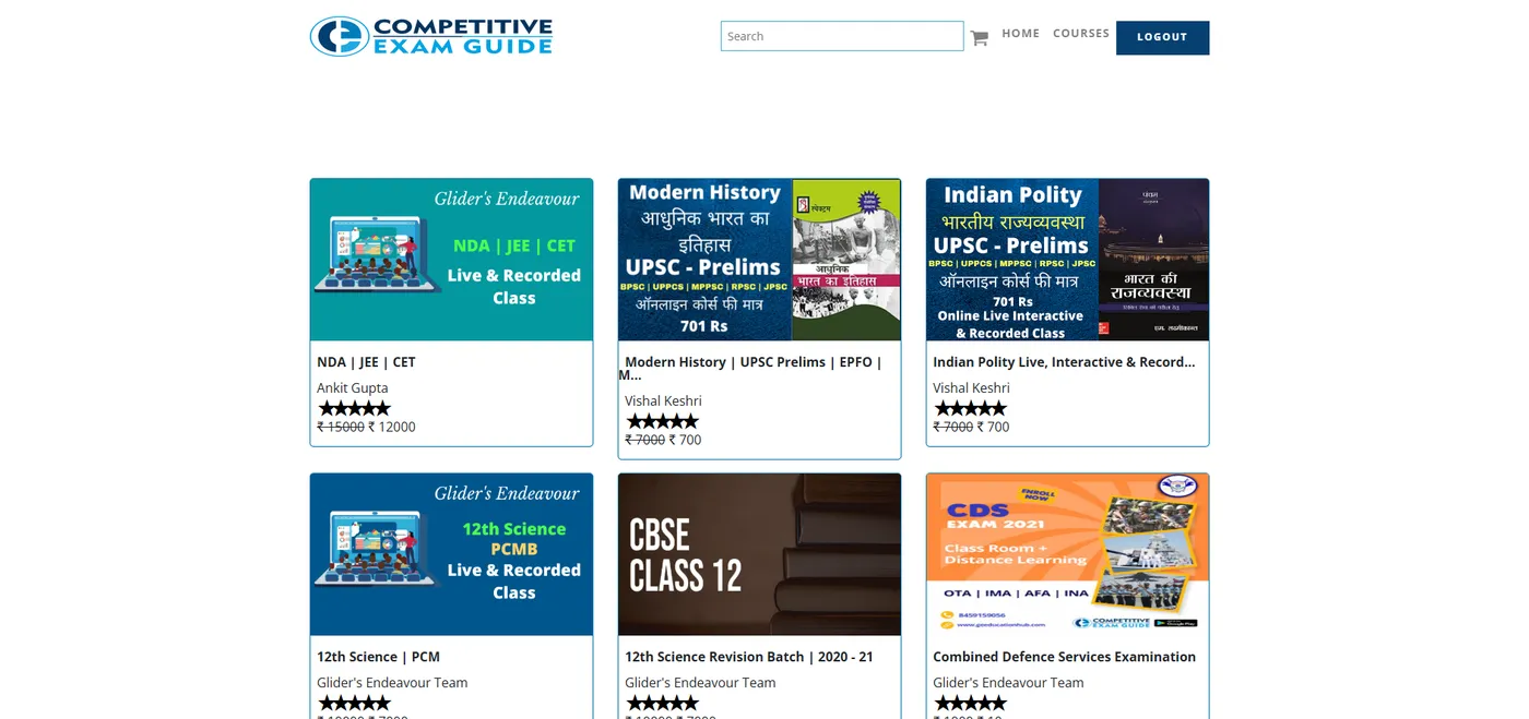Competitive Exam Guide — Online Learning & Test Platform, screen 2