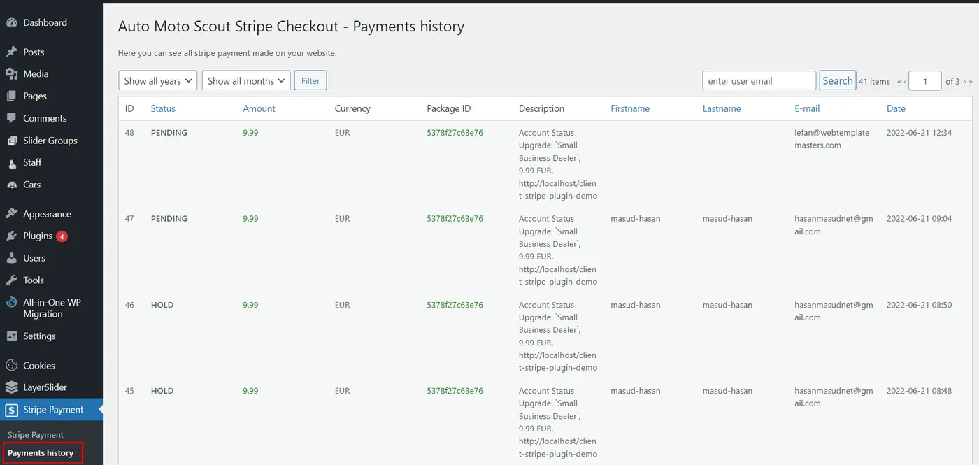 Custom Stripe & PayPal Checkout Plugin, screen 2